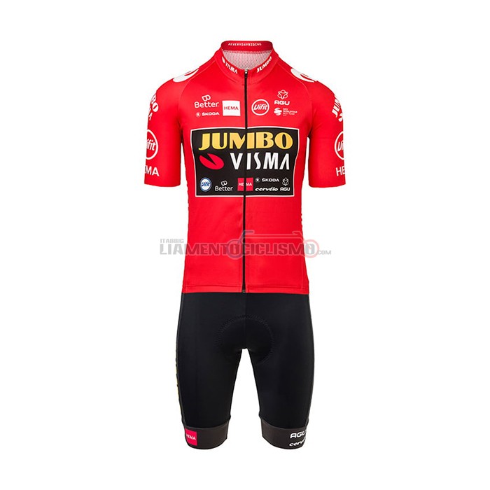 Abbigliamento Ciclismo Jumbo Visma Manica Corta 2021 Rosso